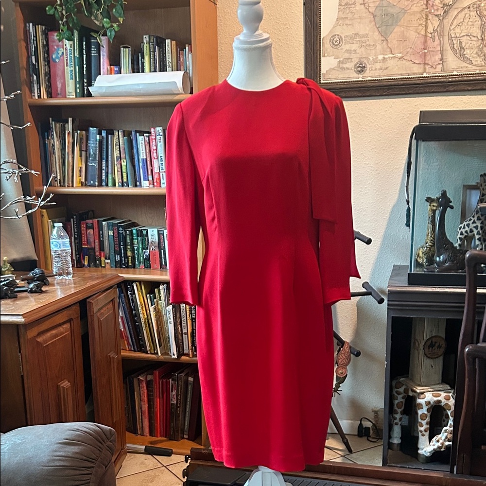 Maggy London Vibrant Red Long Sleeve Dress